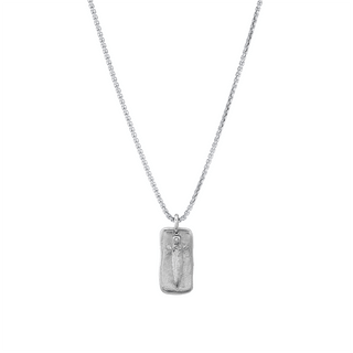 Sword Plate Necklace 18" White Gold  by Logan Hollowell Jewelry