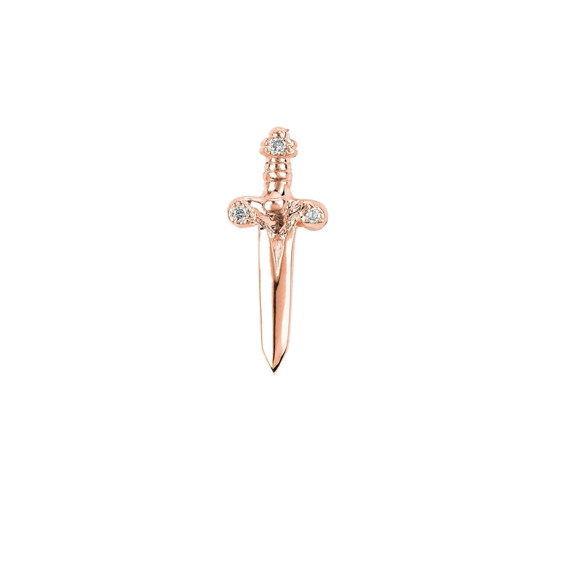 Dagger Studs with Diamonds Rose Gold Single by Logan Hollowell Jewelry