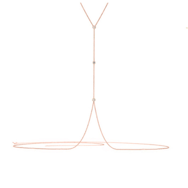 Tri-Star Diamond Bezel Body Chain Rose Gold by Logan Hollowell Jewelry