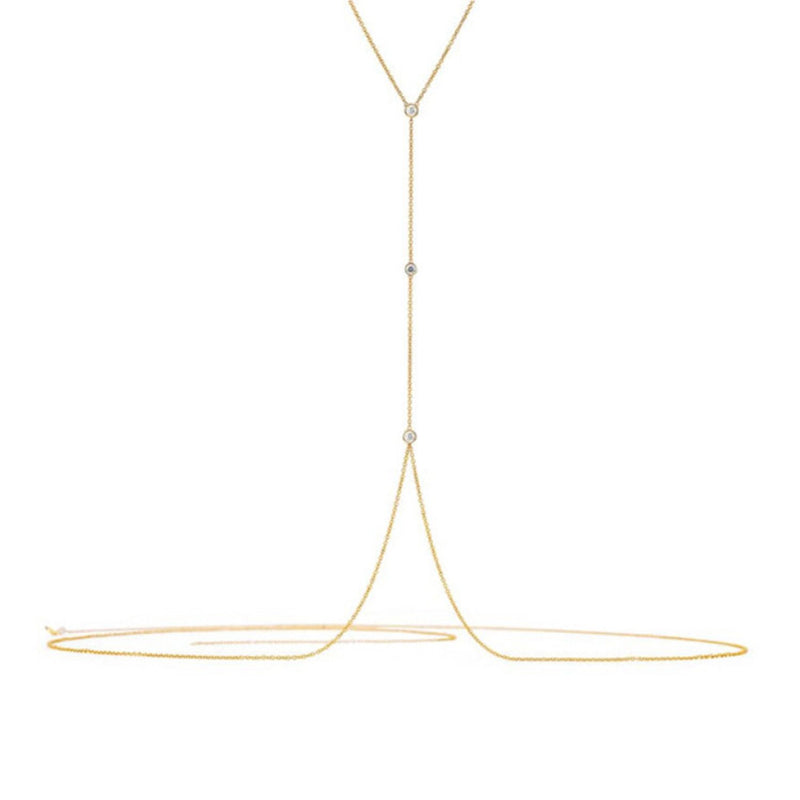 Tri-Star Diamond Bezel Body Chain Yellow Gold by Logan Hollowell Jewelry