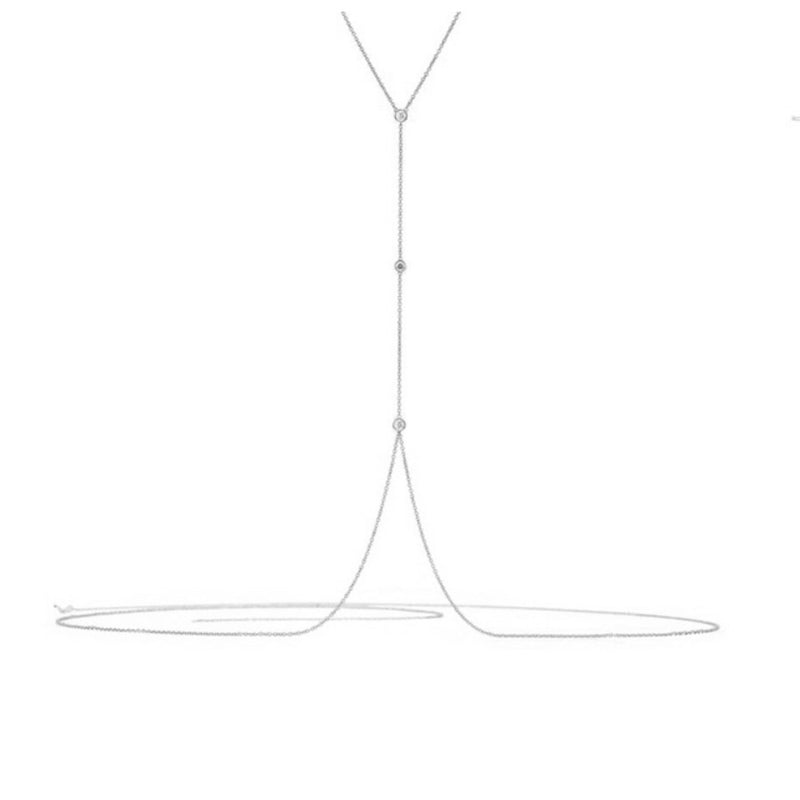 Tri-Star Diamond Bezel Body Chain White Gold by Logan Hollowell Jewelry