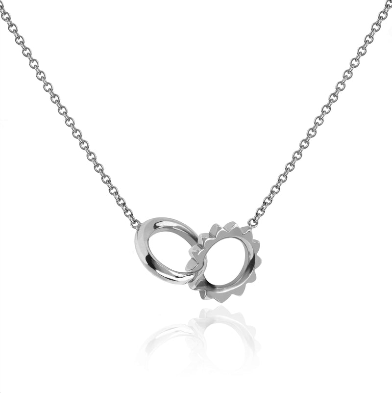 Solid Interlocking Unity Necklace White Gold by Logan Hollowell Jewelry