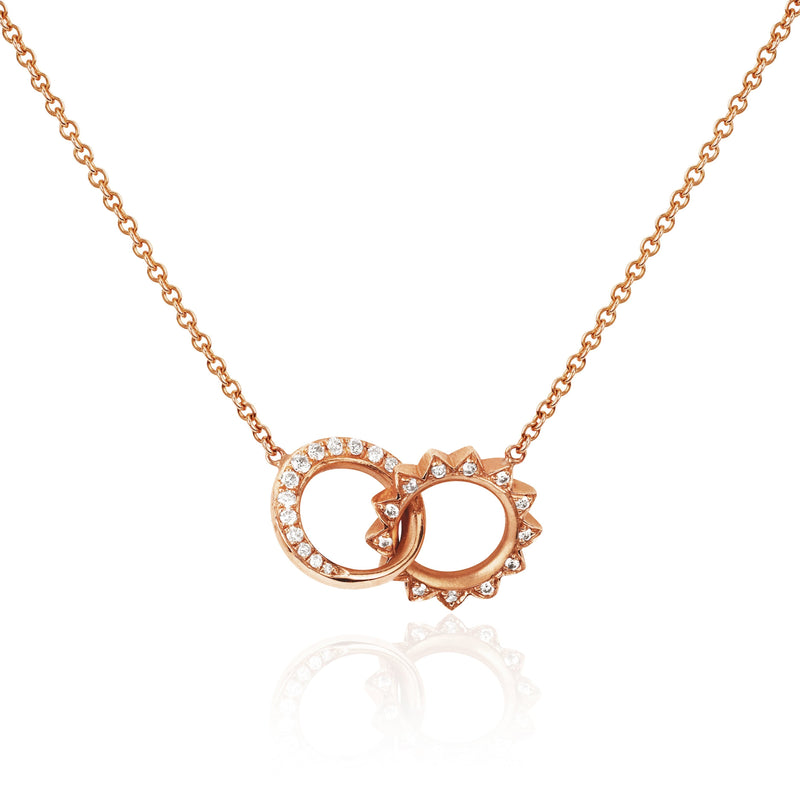 Pavé Diamond Interlocking Unity Necklace Rose Gold by Logan Hollowell Jewelry