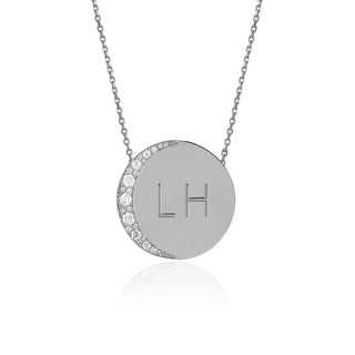 Custom Classic "Love You To The Moon and Back" Necklace with Diamonds White Gold Without Star Set Diamond Center 18" by Logan Hollowell Jewelry