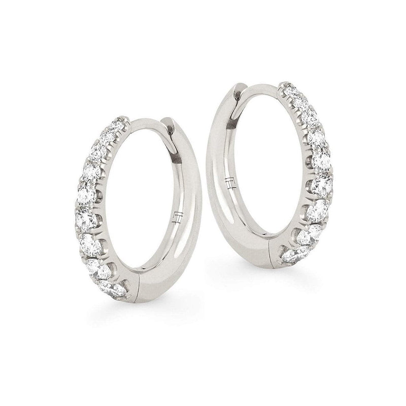 Crescent Pavé Unity Hoops Pair White Gold by Logan Hollowell Jewelry