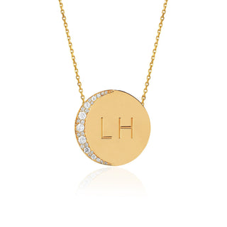 Custom Classic "Love You To The Moon and Back" Necklace with Diamonds Yellow Gold Without Star Set Diamond Center 16" by Logan Hollowell Jewelry