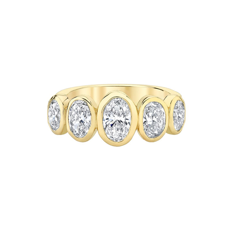 Graduated Oval Diamond Band Yellow Gold 3 by Logan Hollowell Jewelry