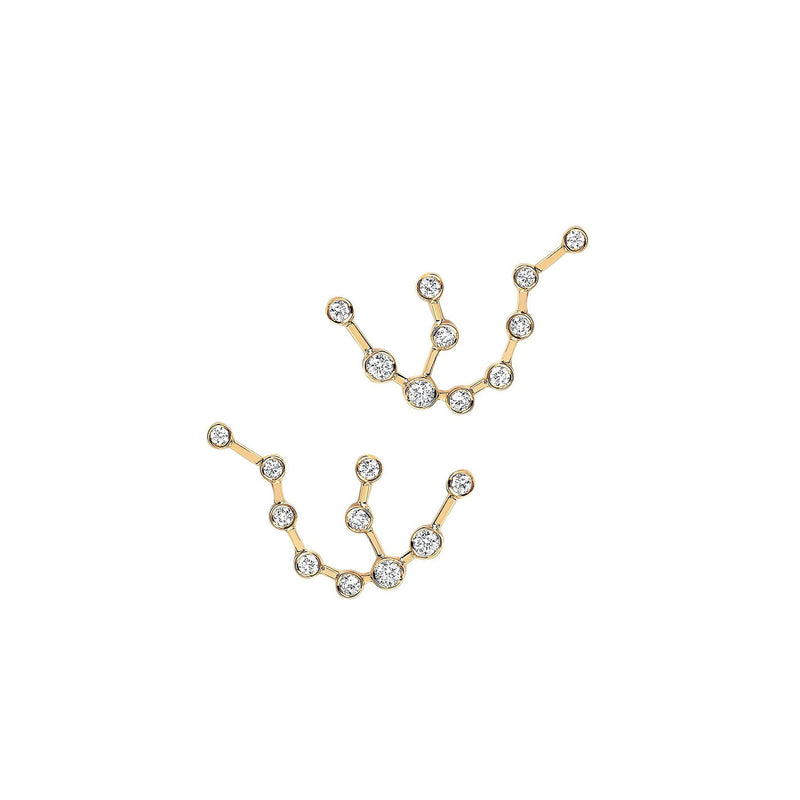 Petite Aquarius Constellation Studs Yellow Gold Pair by Logan Hollowell Jewelry