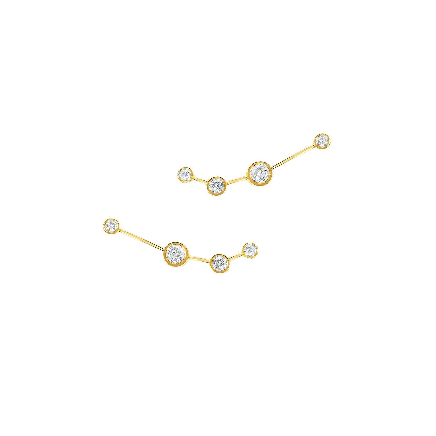Petite Aries Diamond Constellation Studs Yellow Gold Pair by Logan Hollowell Jewelry