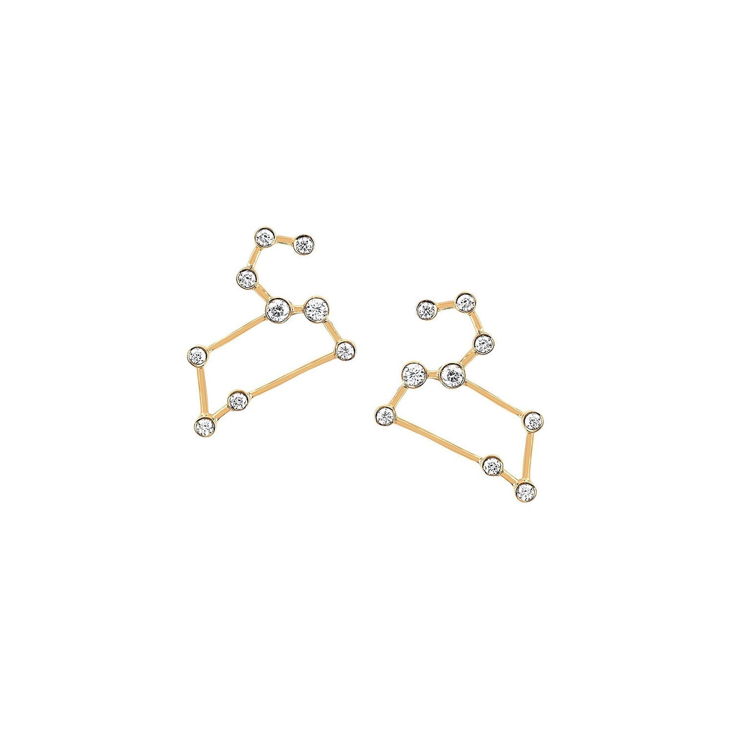 Petite Leo Diamond Constellation Studs Yellow Gold Pair by Logan Hollowell Jewelry