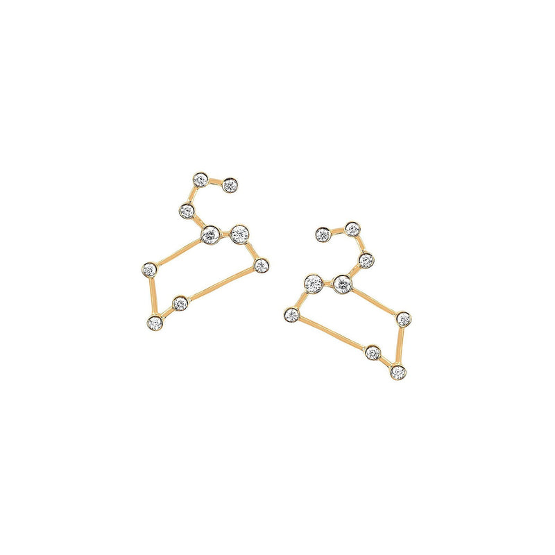 Petite Leo Diamond Constellation Studs Yellow Gold Pair by Logan Hollowell Jewelry