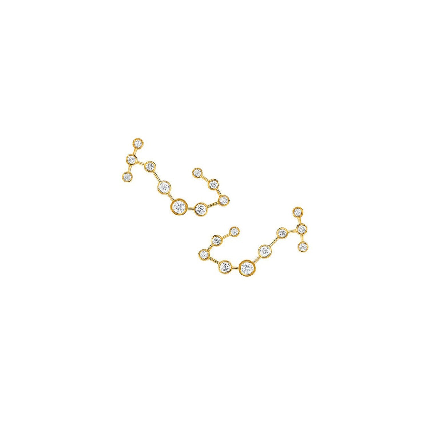 Petite Scorpio Diamond Constellation Studs Yellow Gold Pair by Logan Hollowell Jewelry