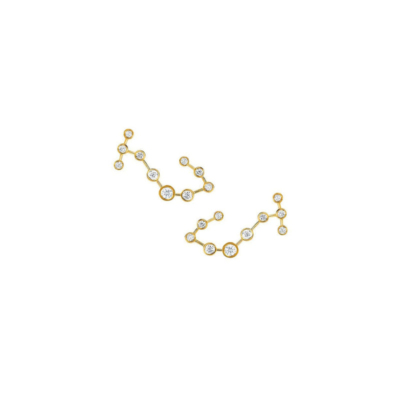 Petite Scorpio Diamond Constellation Studs Yellow Gold Pair by Logan Hollowell Jewelry