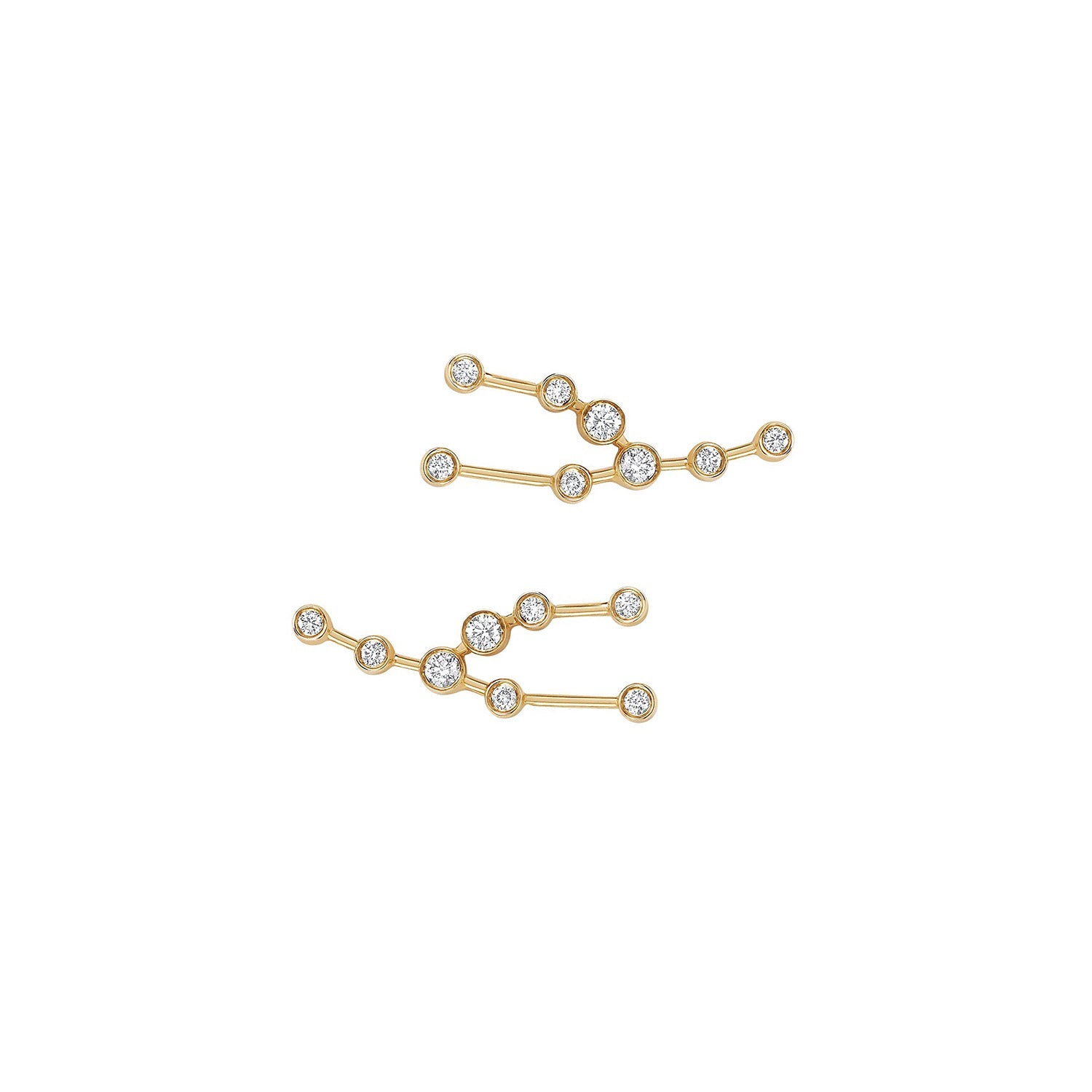 Petite Taurus Diamond Constellation Studs Yellow Gold Pair by Logan Hollowell Jewelry