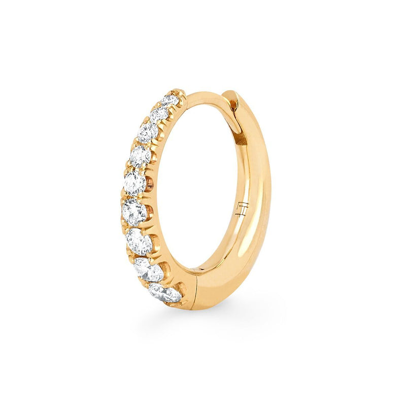 Crescent Pavé Unity Hoops Single Yellow Gold by Logan Hollowell Jewelry