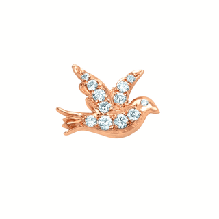 Dove Studs with Pavé Diamonds Single Rose Gold  by Logan Hollowell Jewelry