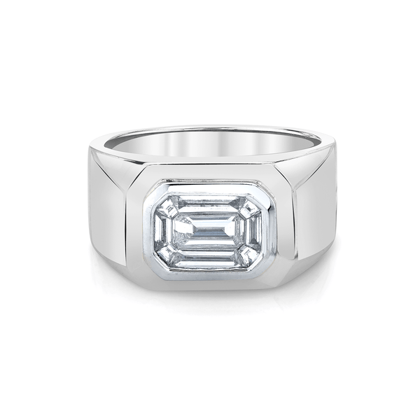 Men's Signet Ring with Mosaic Diamond Center | Ready to Ship by Logan Hollowell Jewelry