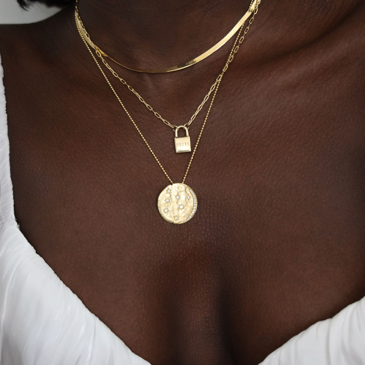 Small Liquid Gold Herringbone Necklace by Logan Hollowell Jewelry
