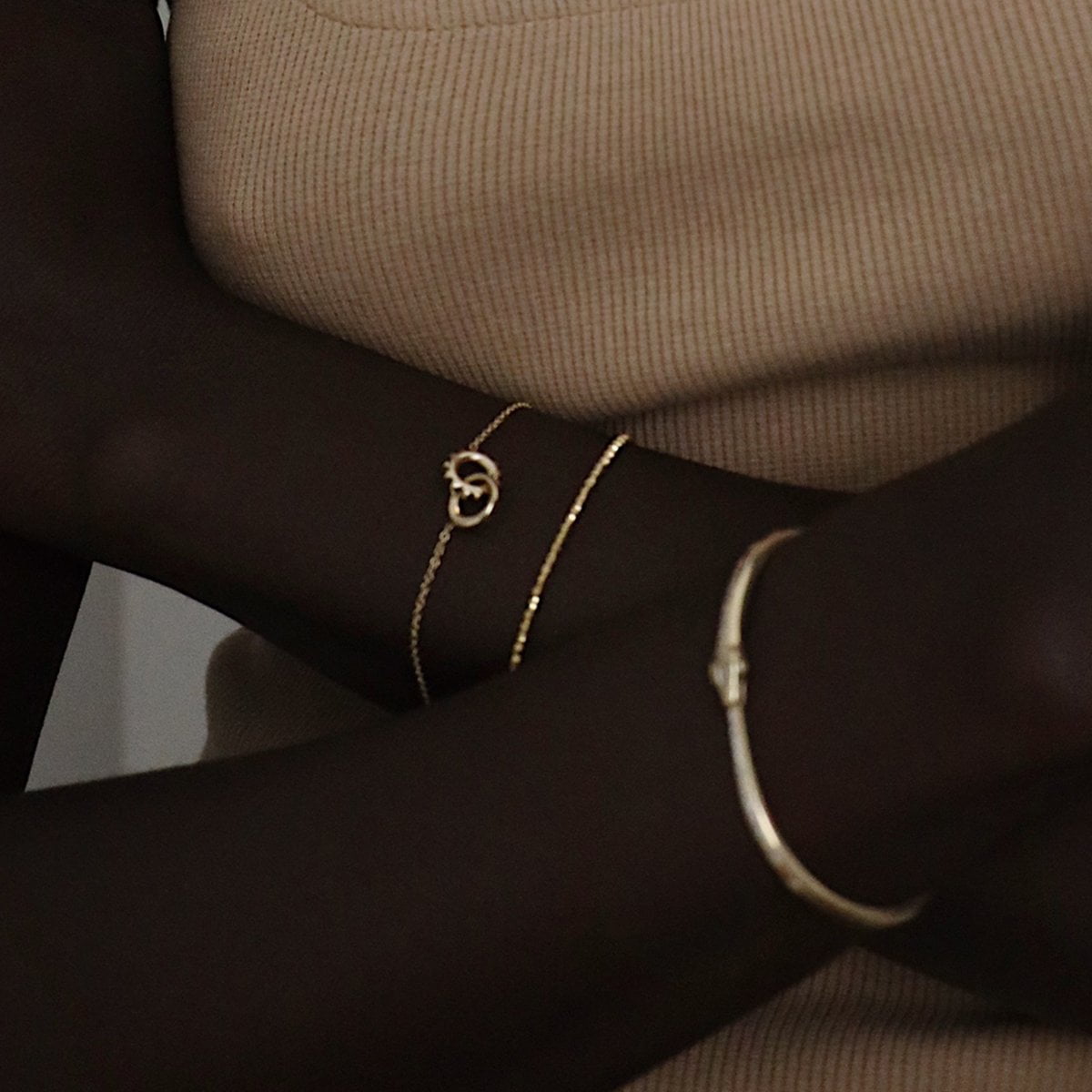 Interlocking Unity Solid Gold Bracelet by Logan Hollowell Jewelry