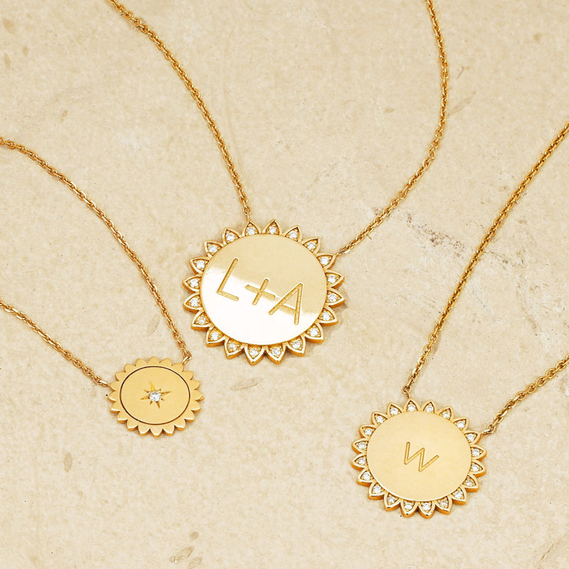 Mini Sunshine Necklace with Star Set Diamond by Logan Hollowell Jewelry
