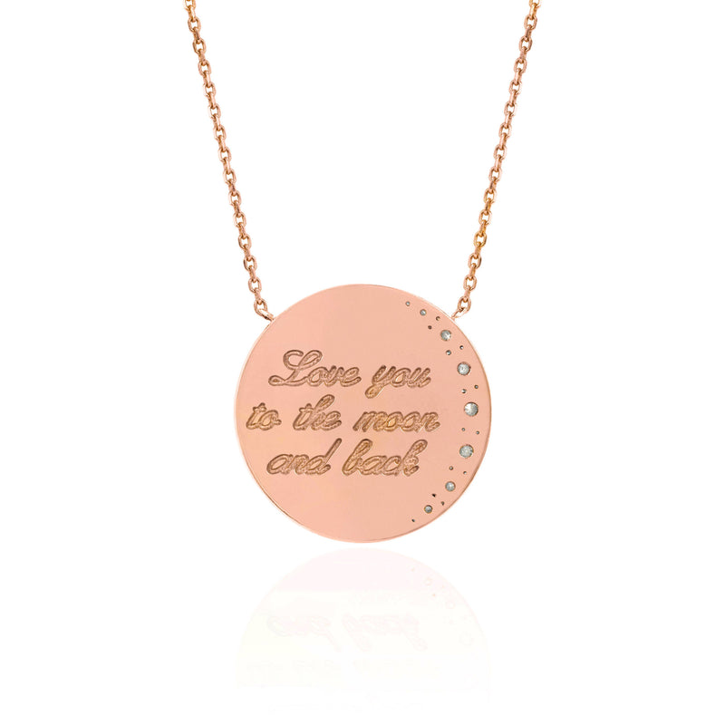 Custom Classic "Love You To The Moon and Back" Necklace with Diamonds by Logan Hollowell Jewelry