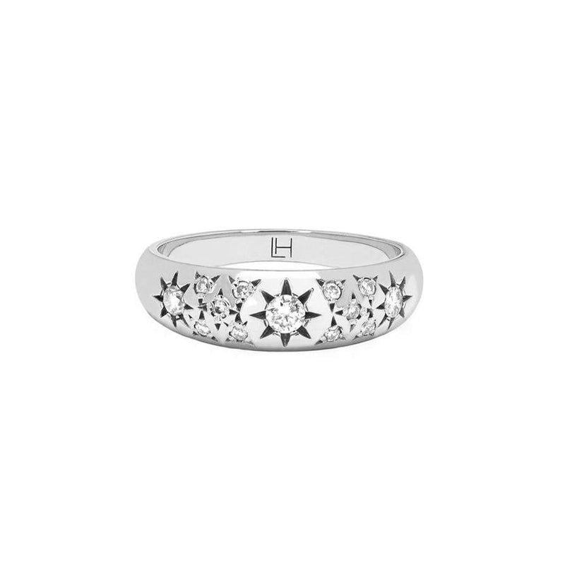 Pavé Star Set Rounded Ring White Gold 3 by Logan Hollowell Jewelry