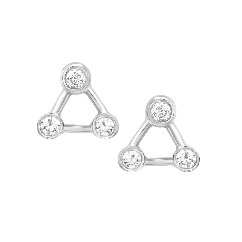 Mini Summer Triangle Diamond Constellation Earrings White Gold Pair by Logan Hollowell Jewelry