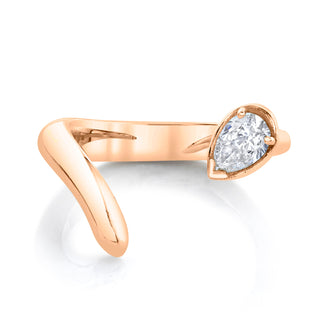 Solid Tusk Ring with Diamond Pear 2.5 Rose Gold  by Logan Hollowell Jewelry