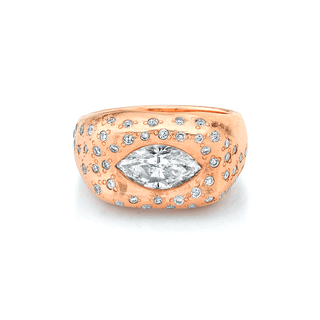 Pavé Diamond Oracle Ring with Angel Eye Diamond Center Rose Gold 4  by Logan Hollowell Jewelry