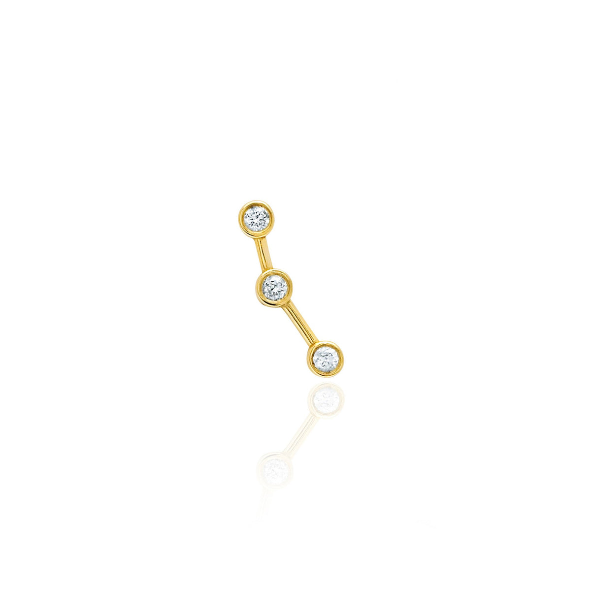 Ursa Major Diamond Split Studs Yellow Gold 3 Diamond Earring by Logan Hollowell Jewelry