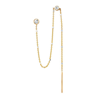 Single Diamond Thread Through Twinkle Earring One Size Yellow Gold  by Logan Hollowell Jewelry