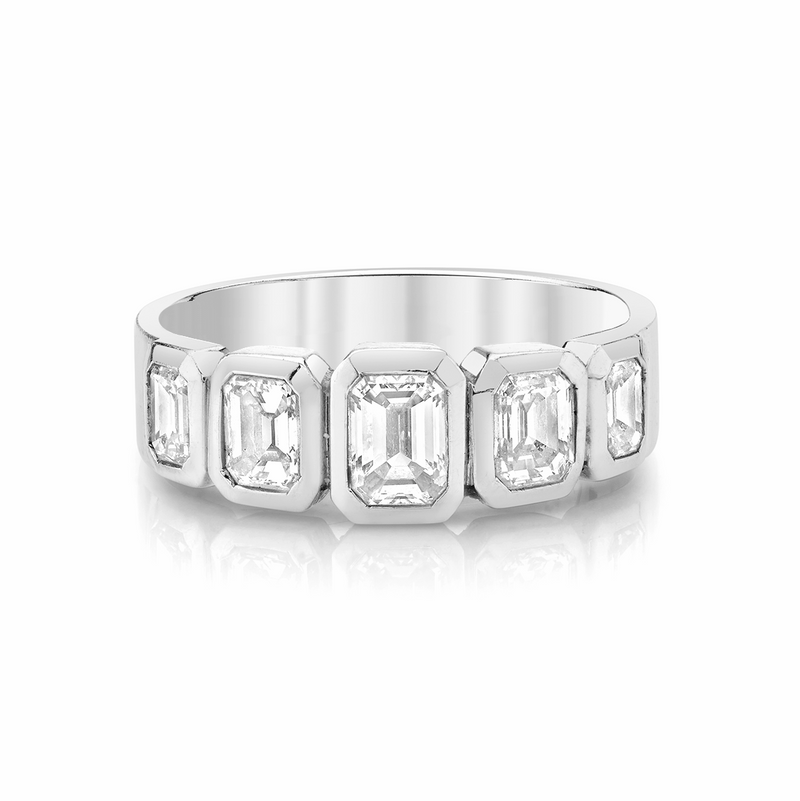 Graduated Emerald Cut Diamond Band White Gold 3 5 Diamond by Logan Hollowell Jewelry