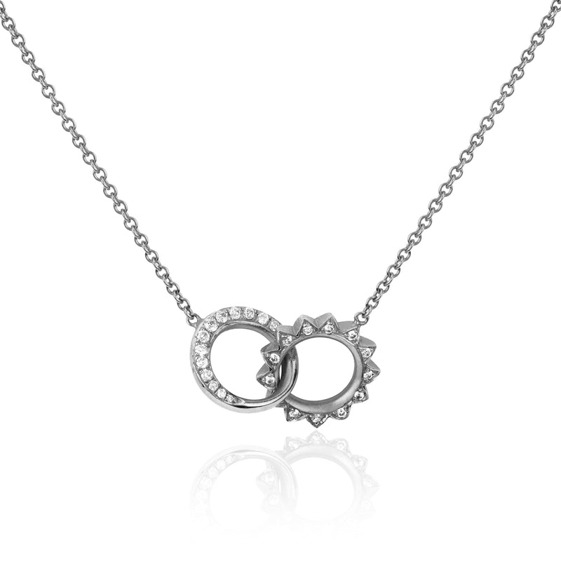 Pavé Diamond Interlocking Unity Necklace White Gold by Logan Hollowell Jewelry