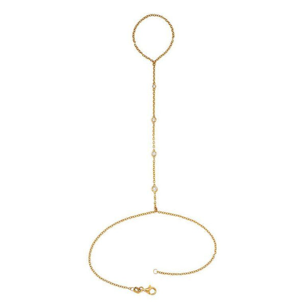 Cosmic Glitter Hand Chain Yellow Gold by Logan Hollowell Jewelry