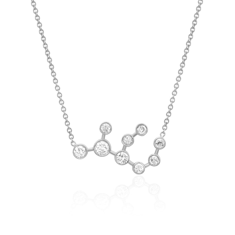 Virgo Constellation Necklace White Gold by Logan Hollowell Jewelry