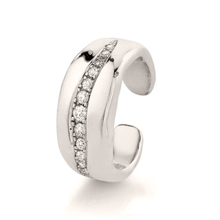 18k Atlantis Single Row Pavé Diamond Ear Cuff White Gold   by Logan Hollowell Jewelry