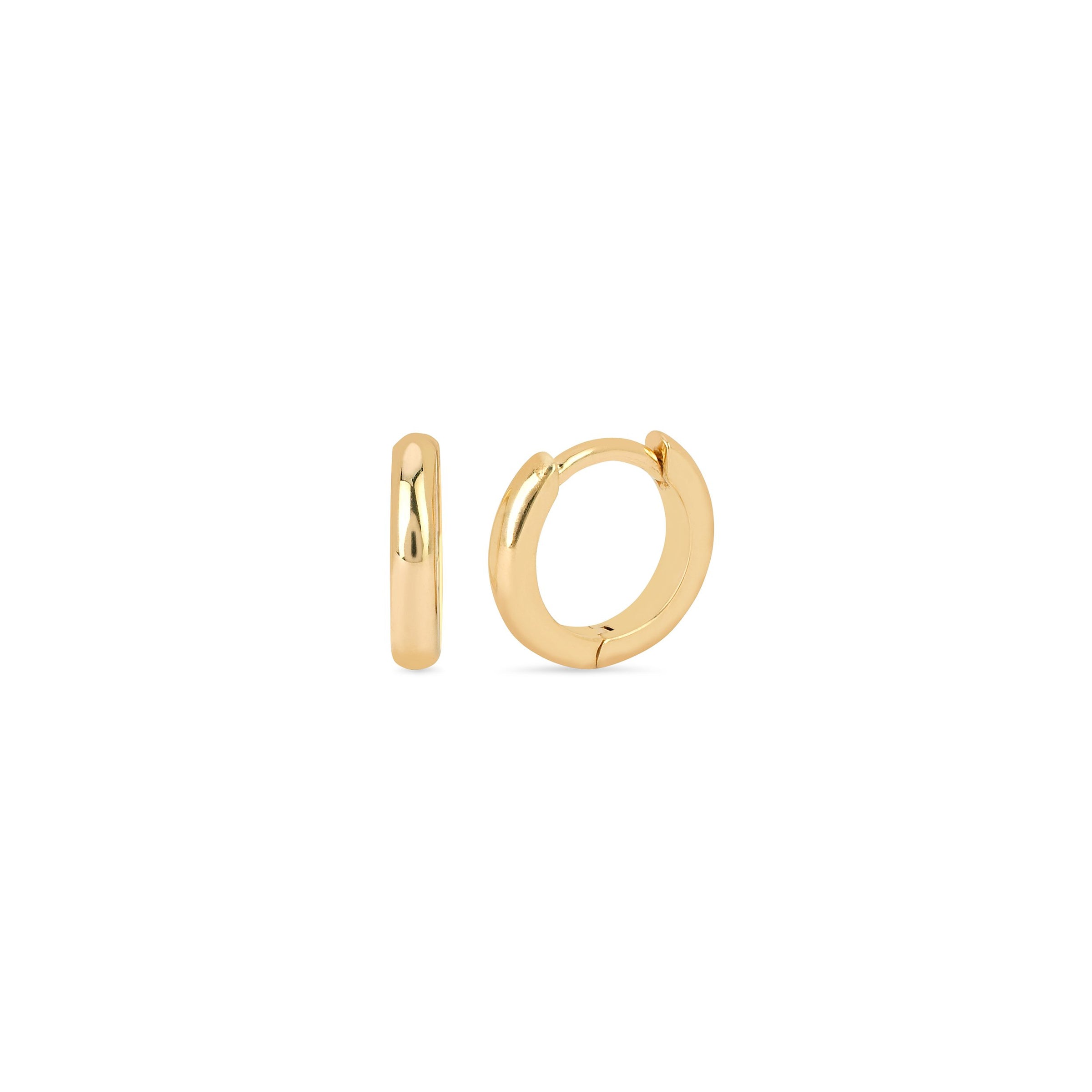 Solid Mini Goddess Hoops Yellow Gold Pair by Logan Hollowell Jewelry