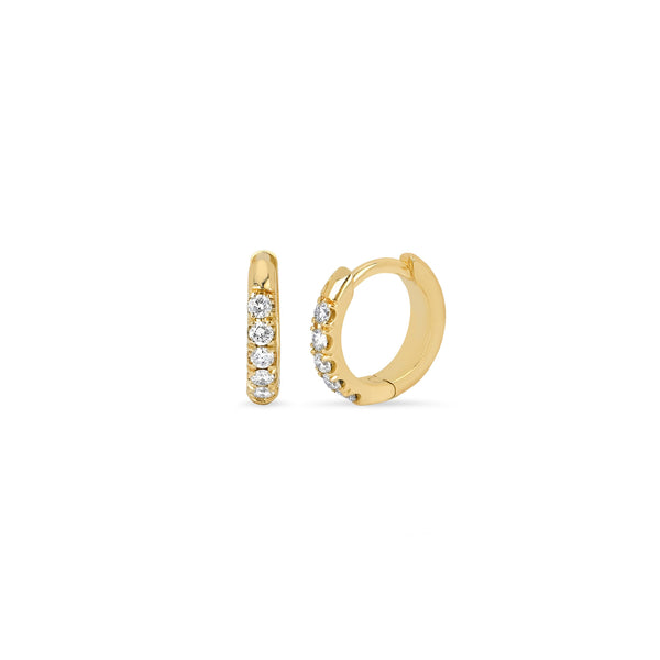 Diamond Mini Goddess Hoops Yellow Gold Pair by Logan Hollowell Jewelry