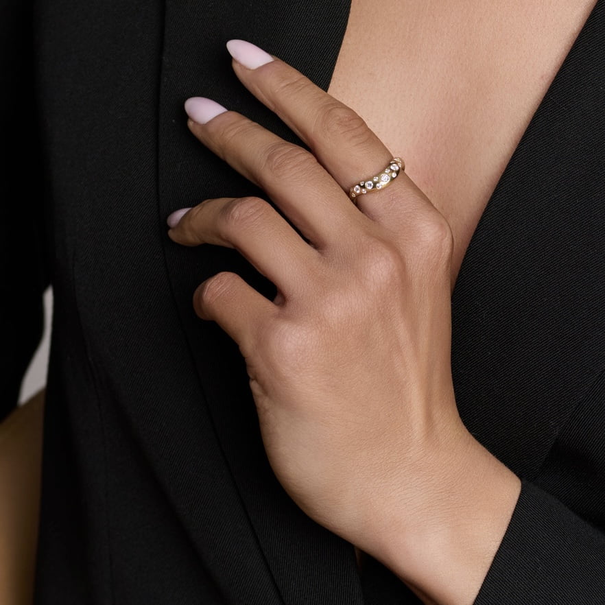 Enigma Oracle Set Diamond Wave Band by Logan Hollowell Jewelry