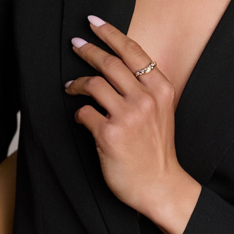 Enigma Oracle Set Diamond Wave Band by Logan Hollowell Jewelry
