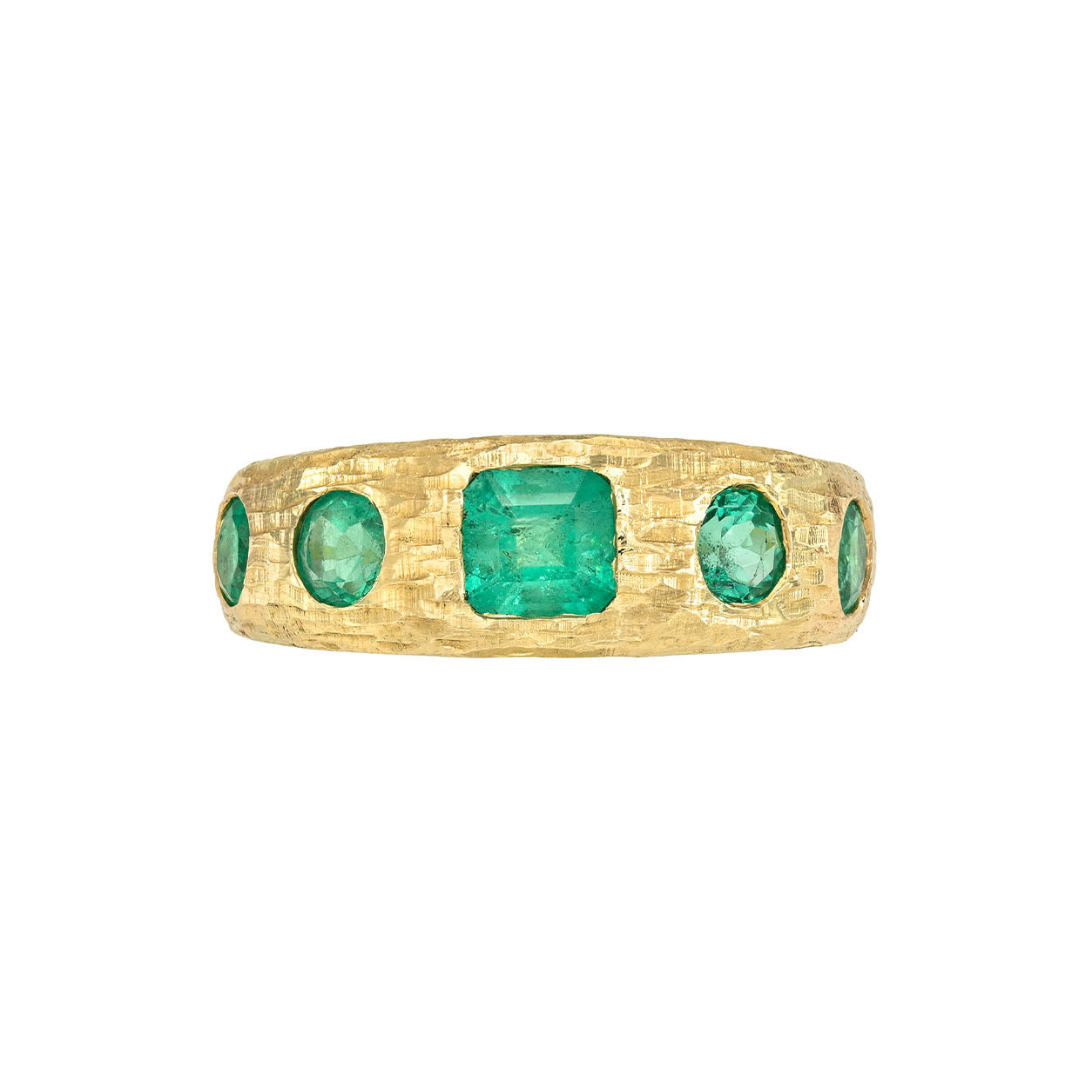 Queen Emerald Band Yellow Gold 3 by Logan Hollowell Jewelry
