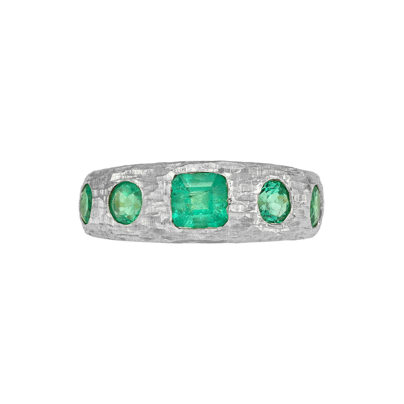Queen Emerald Band White Gold 3 by Logan Hollowell Jewelry