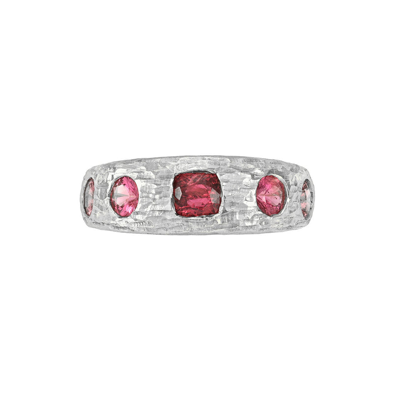 Queen Rose Spinel Band White Gold 3 by Logan Hollowell Jewelry