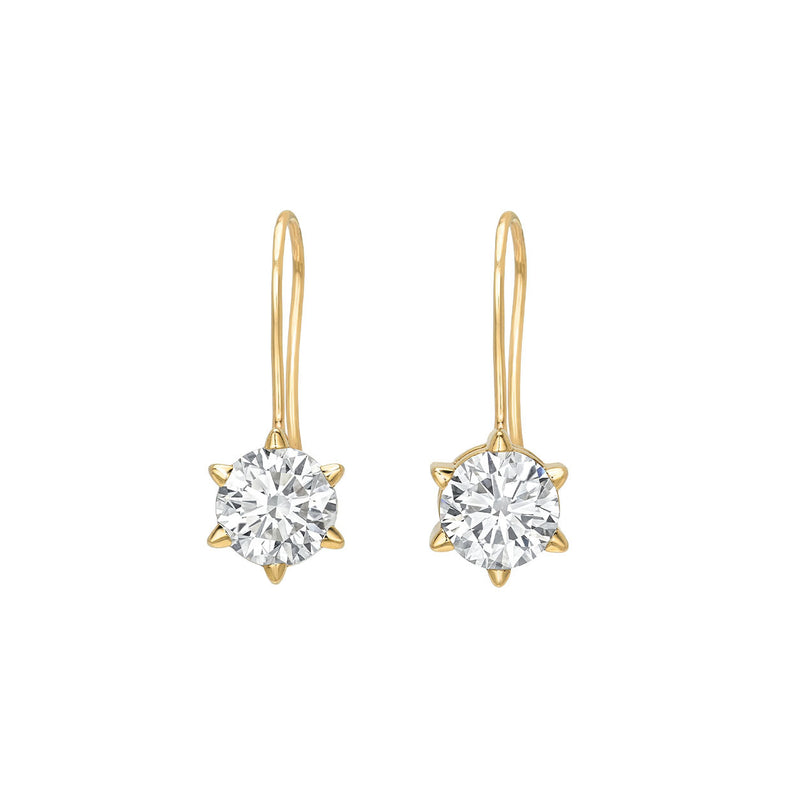 Solar Flare Diamond Drop Earrings Yellow Gold by Logan Hollowell Jewelry