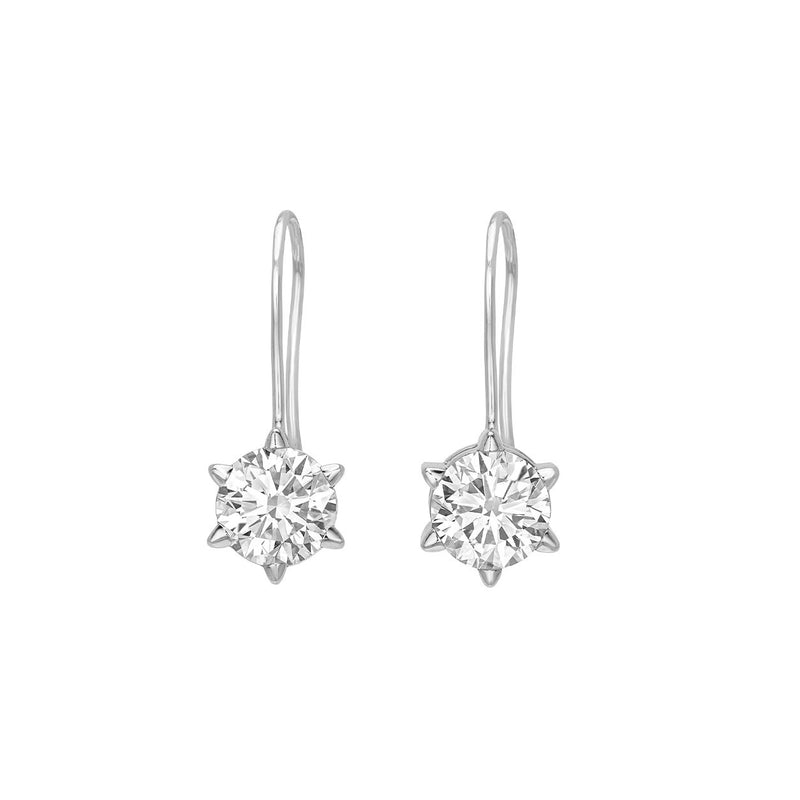 Solar Flare Diamond Drop Earrings White Gold by Logan Hollowell Jewelry