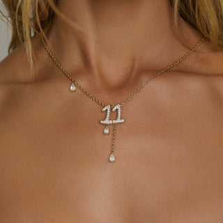 11 Pavé Diamond Numerology Necklace by Logan Hollowell Jewelry
