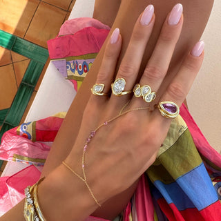 Enigma Oval Diamond Crescent Ring by Logan Hollowell Jewelry