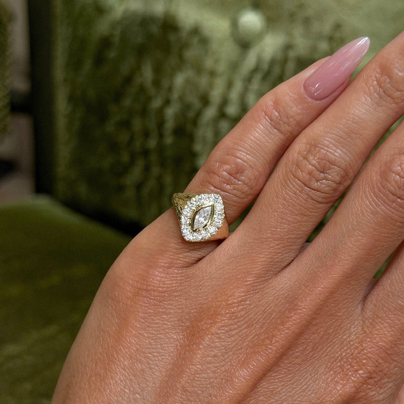 Cloud Queen Signet Diamond Ring by Logan Hollowell Jewelry