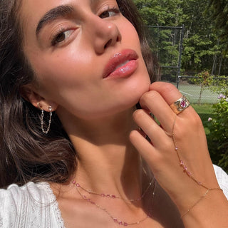 Water Drop Pink Sapphire Cigar Band with Oracle Set Diamonds by Logan Hollowell Jewelry