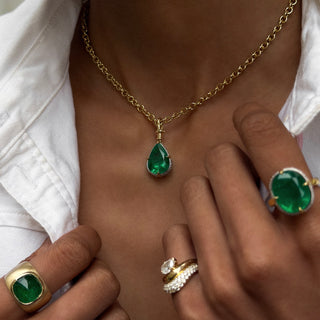Emerald Water Drop Necklace Enhancer by Logan Hollowell Jewelry